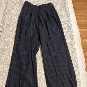 Favorite Daughter "The Favorite Pant" Navy Pinstripe High Waisted Trousers